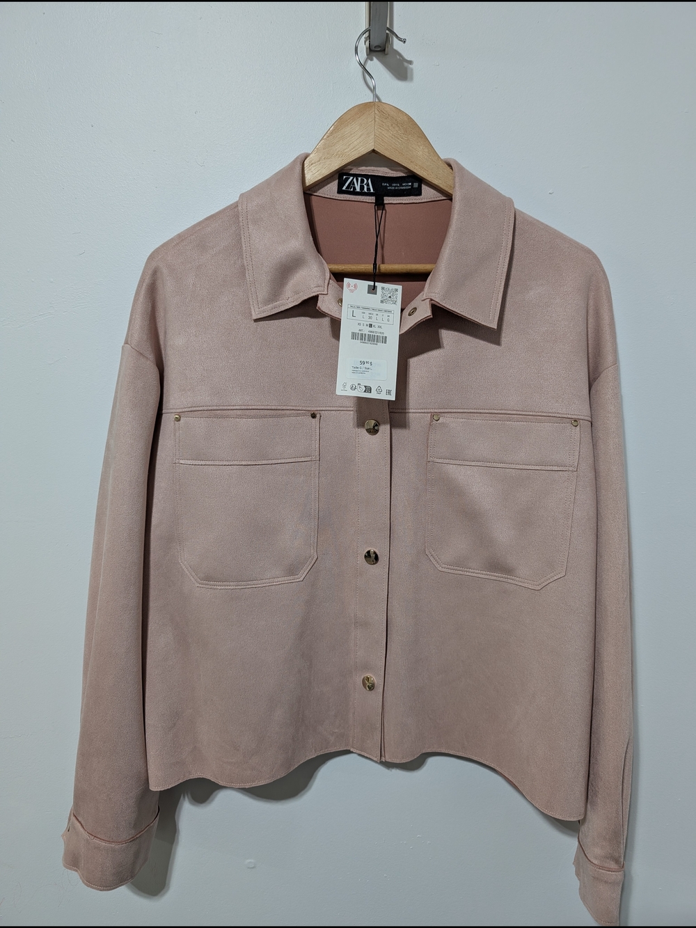 Zara Dusty Pink Suede-Effect Utility Jacket